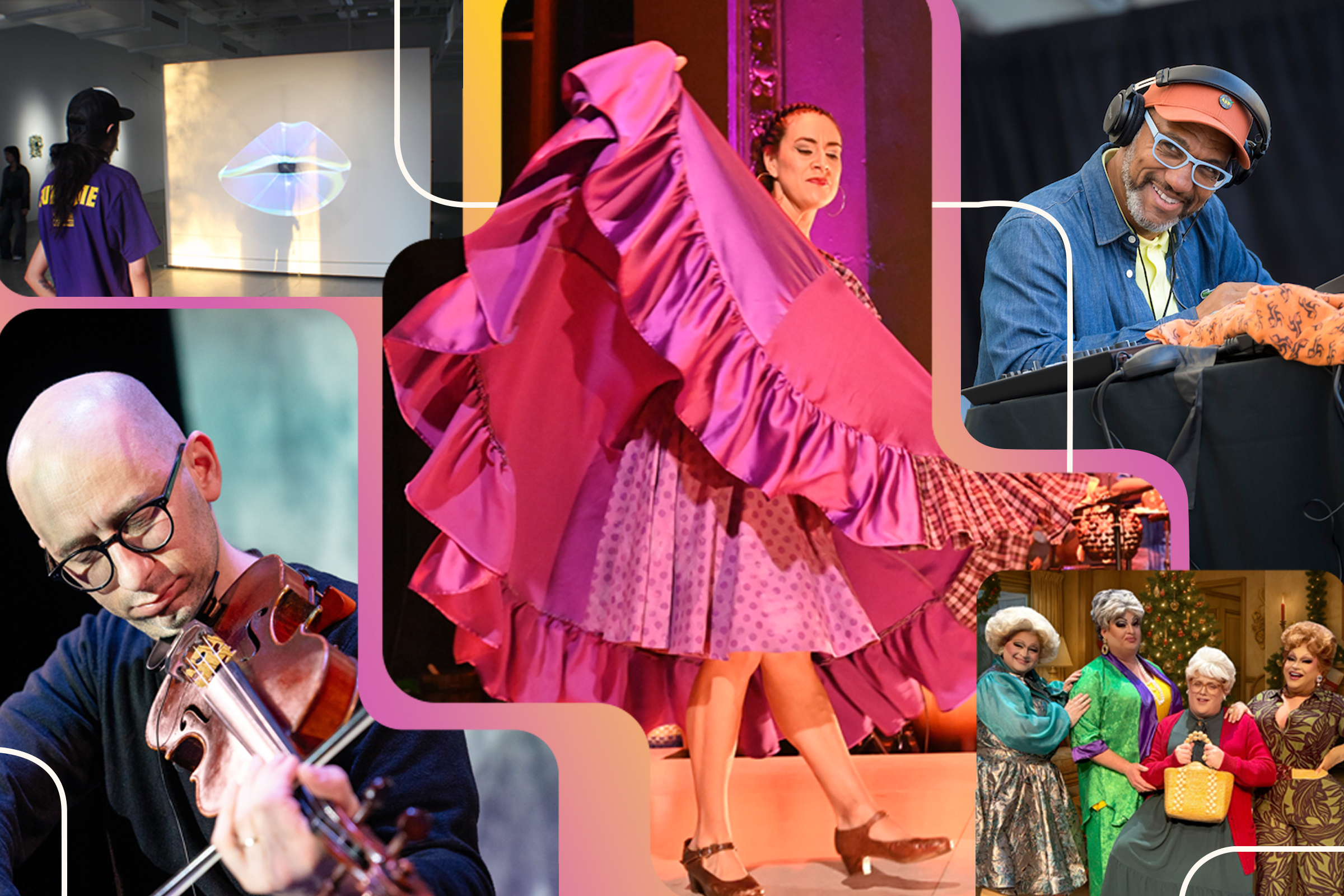 A composite image of different performances ranging from dance to acting